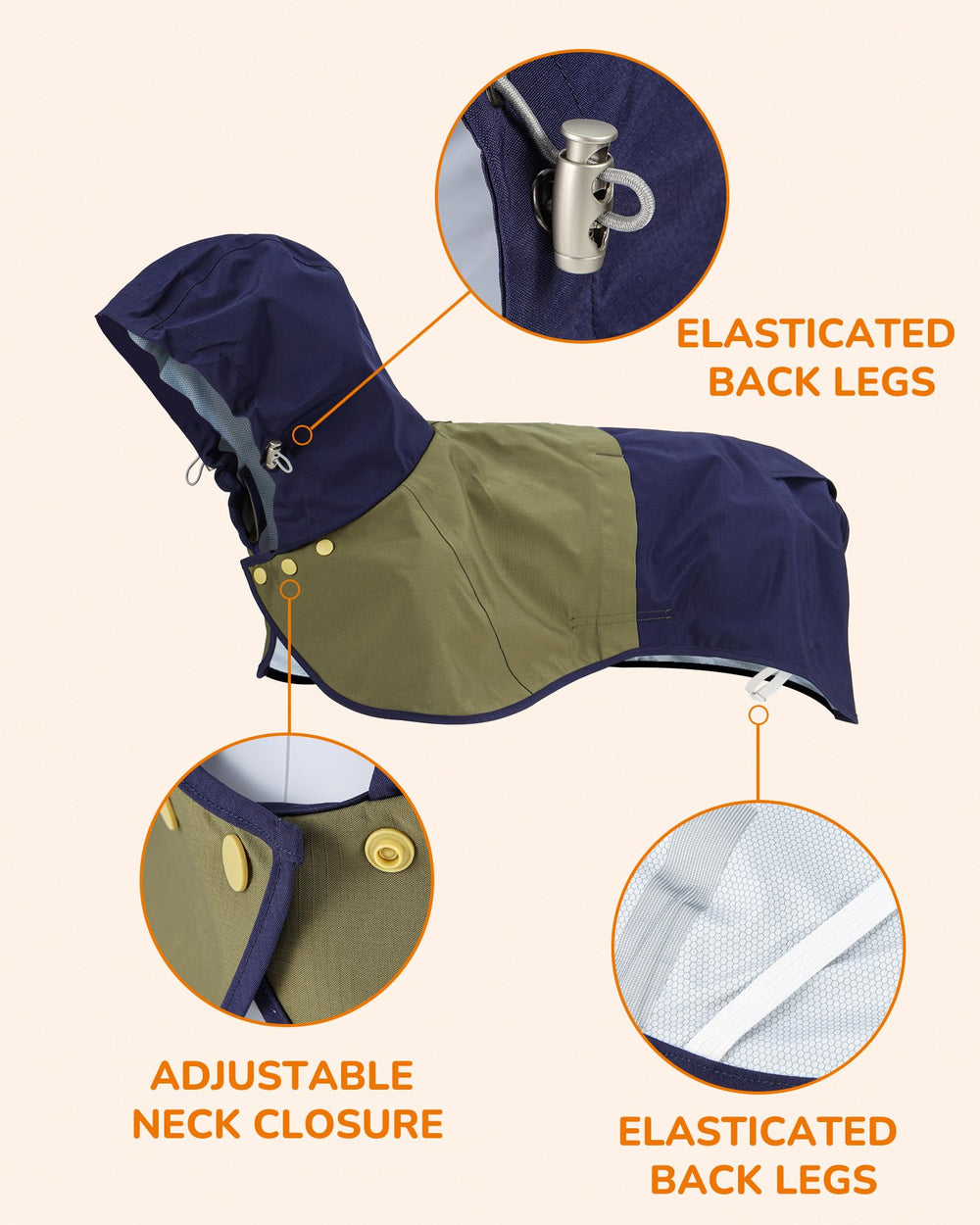 Aokown dog raincoat easy on-off blue speeds dressing with Velcro