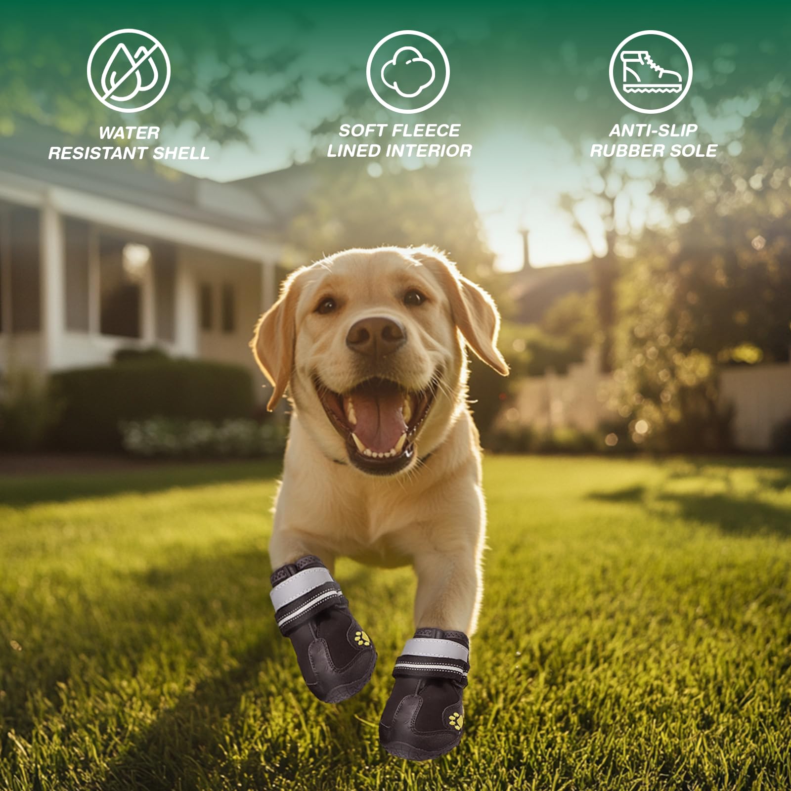 AOKOWN dog boots with double straps for a secure, easy-on fit