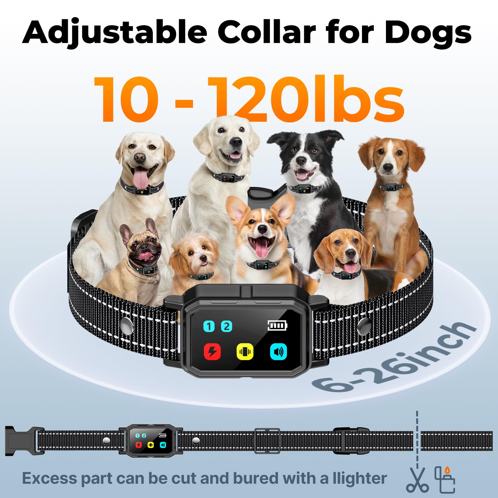 Aolulf dog training collar soft nylon strap emphasizes comfortable wear.