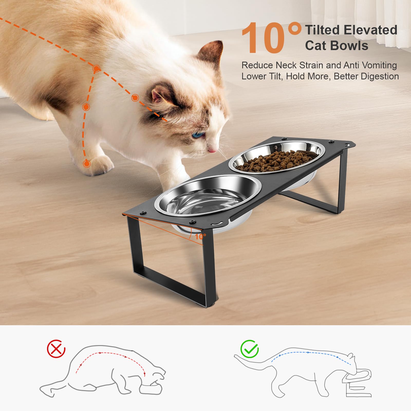 Aomafamzoy tilted cat bowl in use promoting ergonomic dining