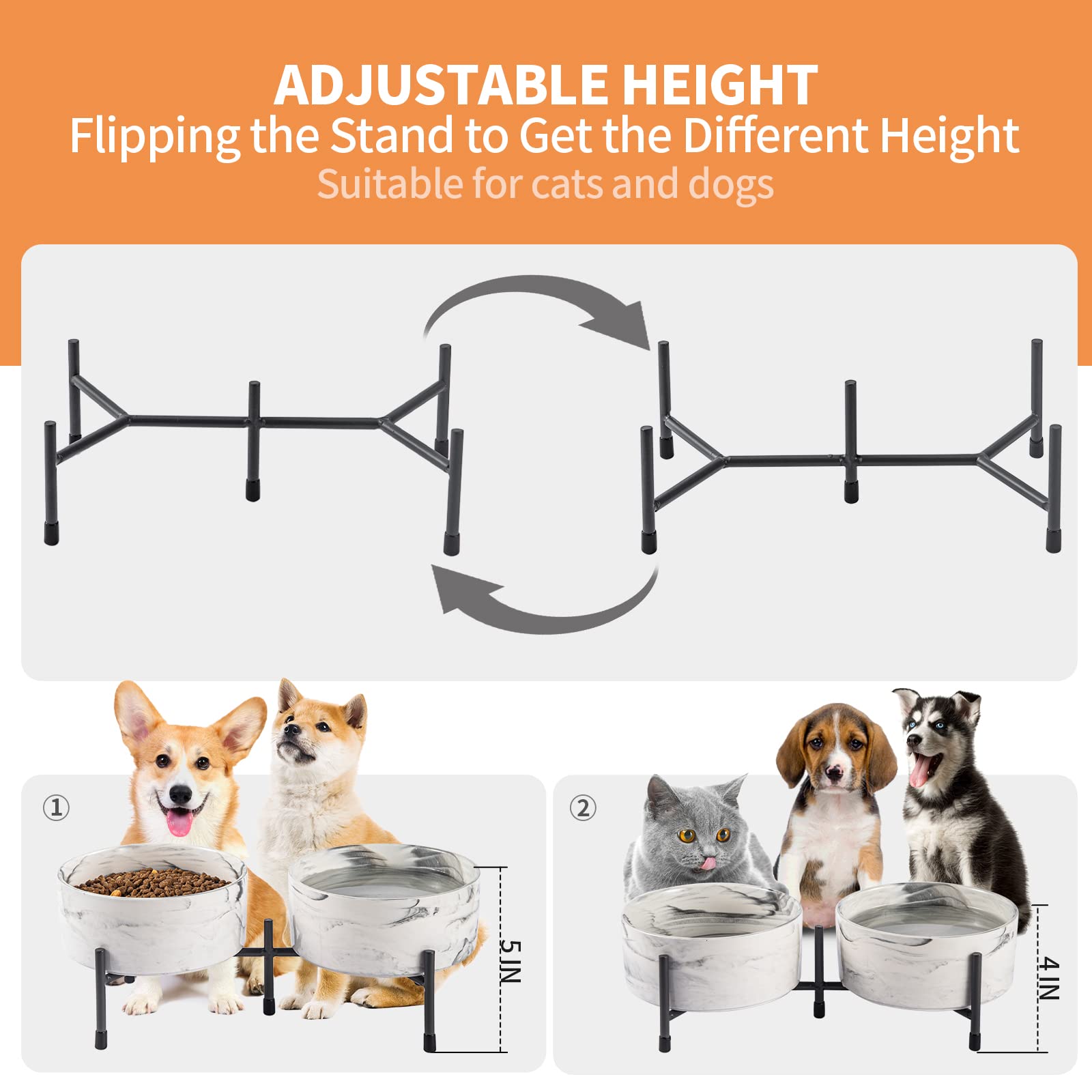 AOMRYOM ceramic bowls close-up, 32 oz capacity for medium dogs and cats.