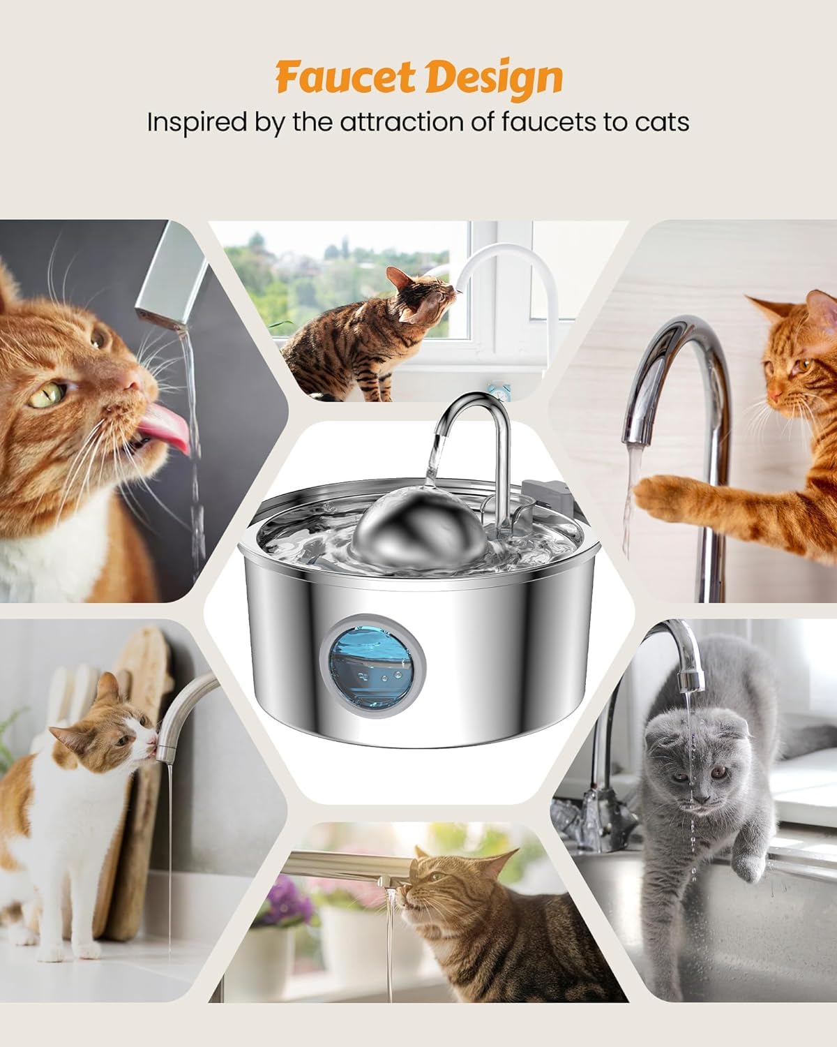 AONBOY cat water fountain faucet shape design adds playful appeal