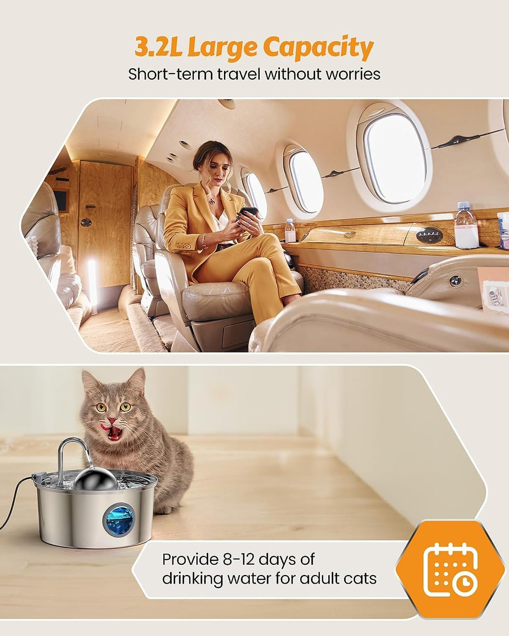 AONBOY cat water fountain water level display helps quick monitoring