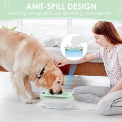 AONKEY 3L dog water bowl silicone plugs reduce splashes and keep fur dry.