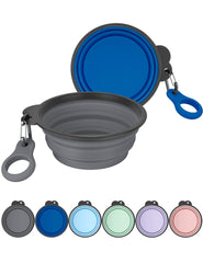 AONKEY collapsible dog bowl closed for compact travel.