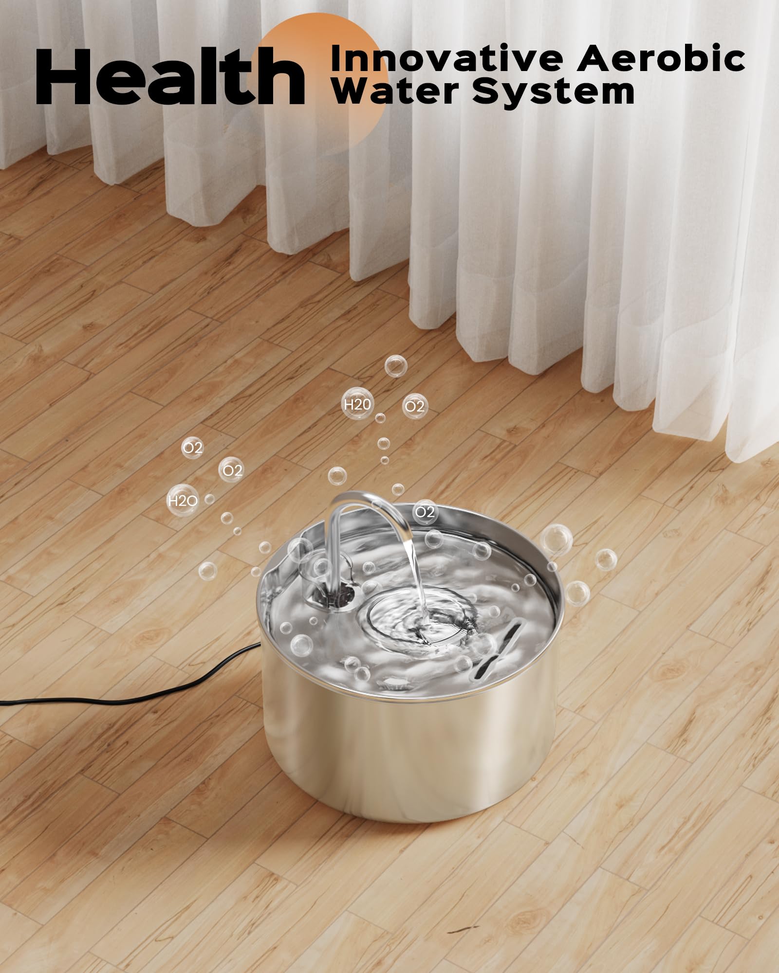 AOOGITF cat water fountain features activated carbon filter for fresher drinking water.