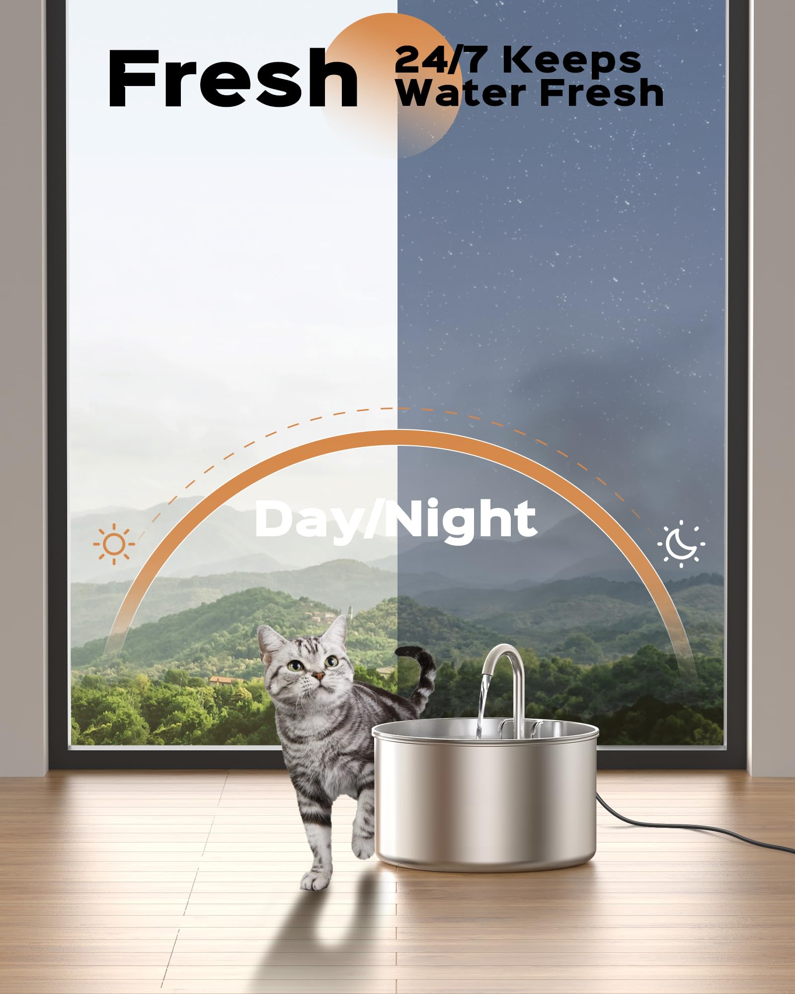 AOOGITF cat water fountain demonstrates continuous flowing water to attract pets.