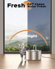 AOOGITF cat water fountain demonstrates continuous flowing water to attract pets.