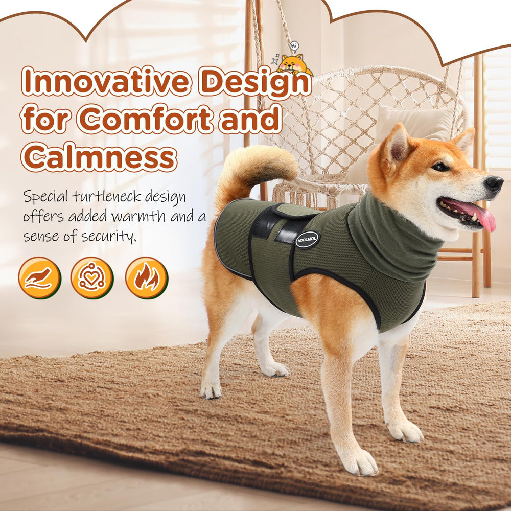AOOLMOL dog anxiety vest on a dog during vet visits for calming support.