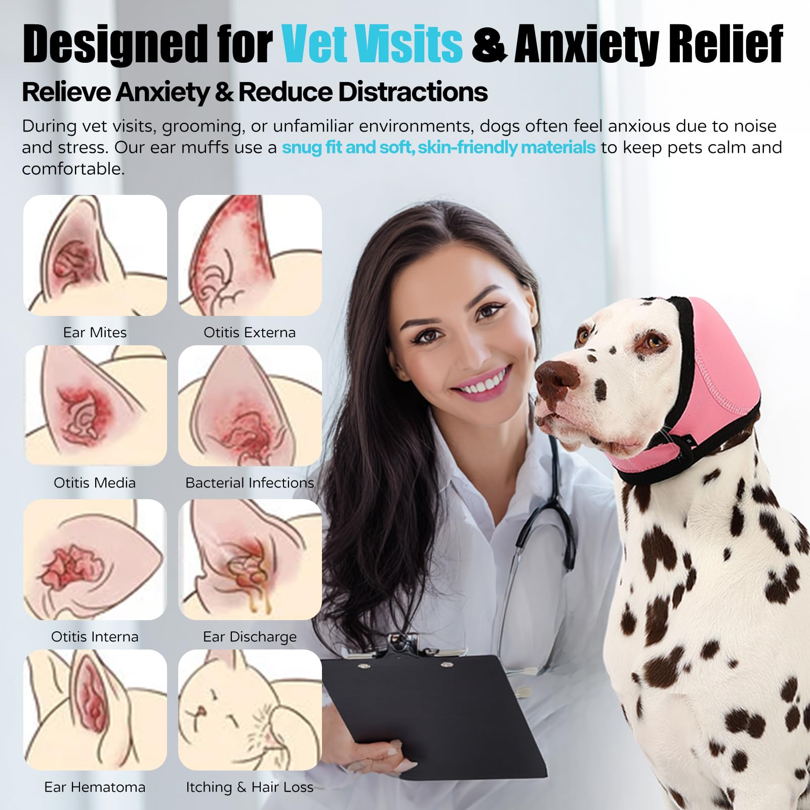 AOOLMOL dog ear muffs in grooming use for calmer sessions.