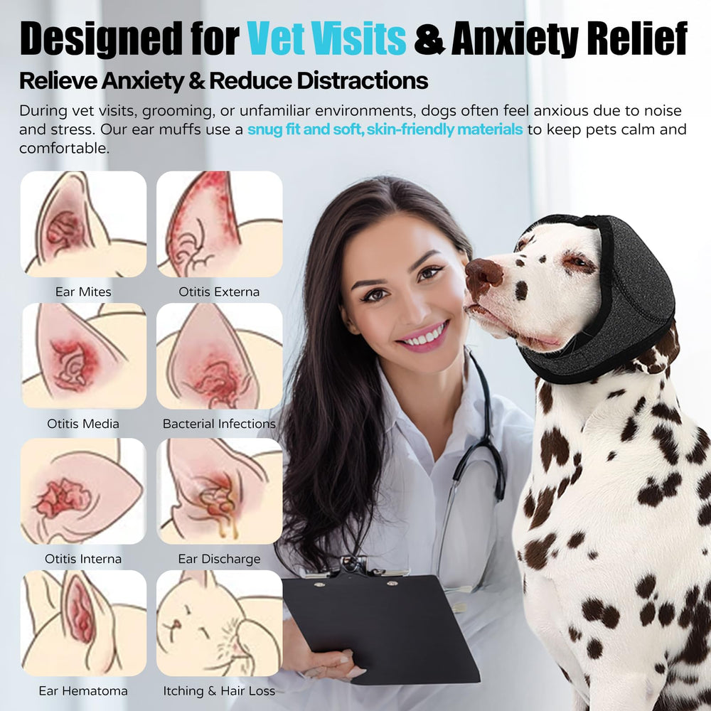 AOOLMOL dog ear muffs wrap helps reduce noise-related anxiety during grooming