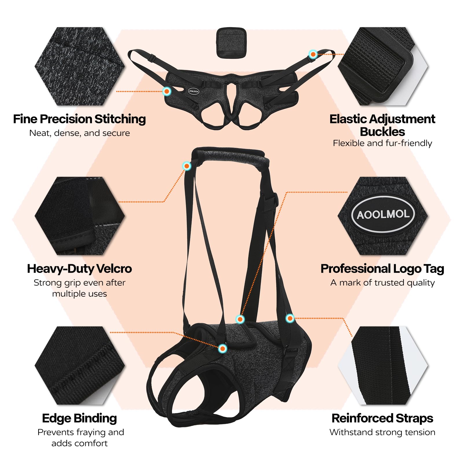 AOOLMOL dog sling adjustable straps improve handling during lifts