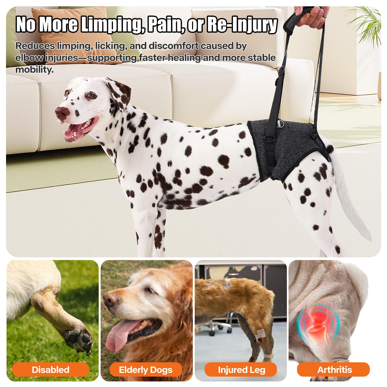 AOOLMOL dog sling padded handle reduces hand strain