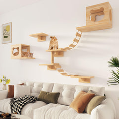 Aoparts PetKABOO pine wood finish close-up highlights smooth surface for safe climbing