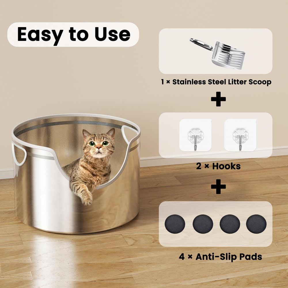 Aothey large cat friendly metal litter box demonstrates spacious interior