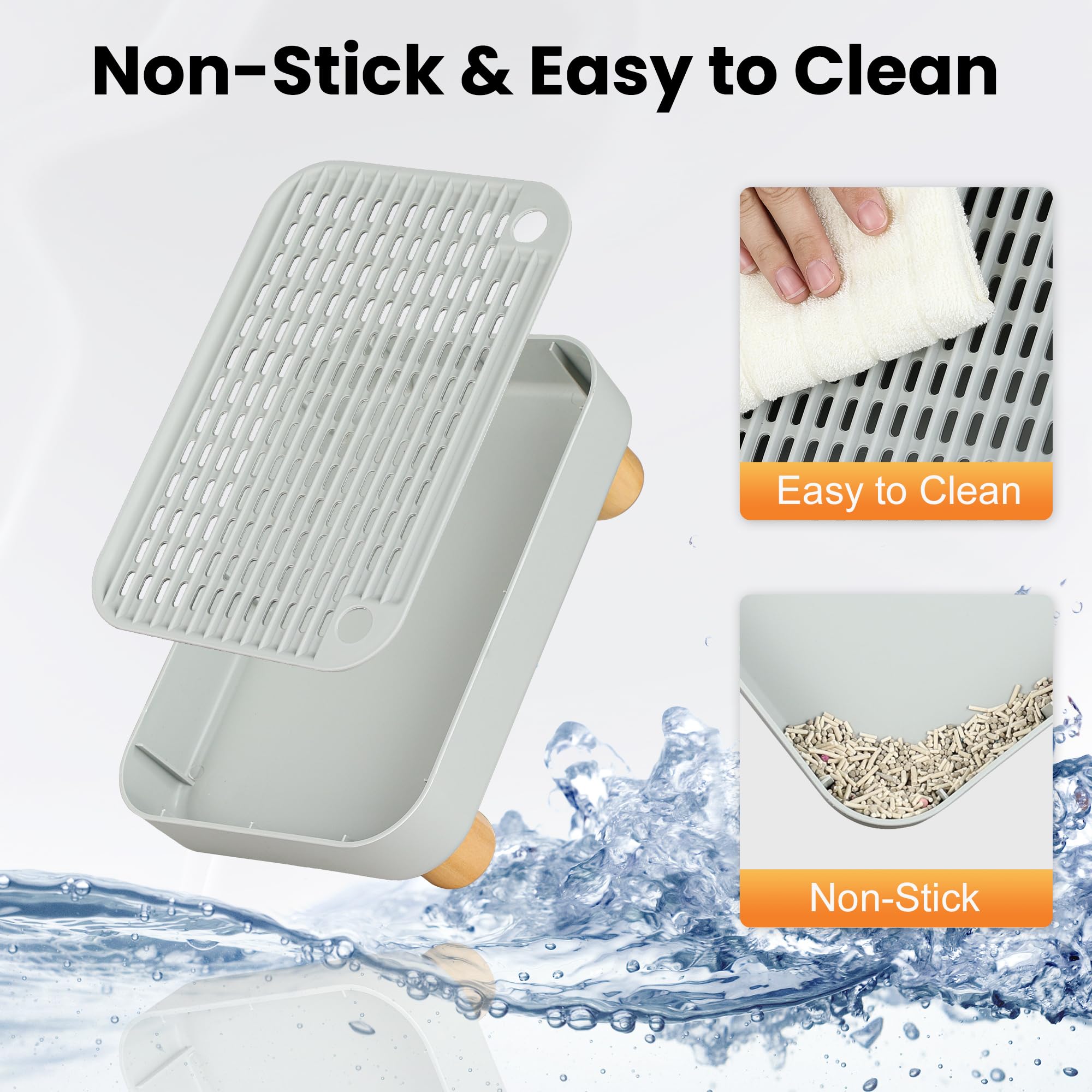 Aothey Litter Box Step dirt-resistant surface enables quick and easy cleaning.