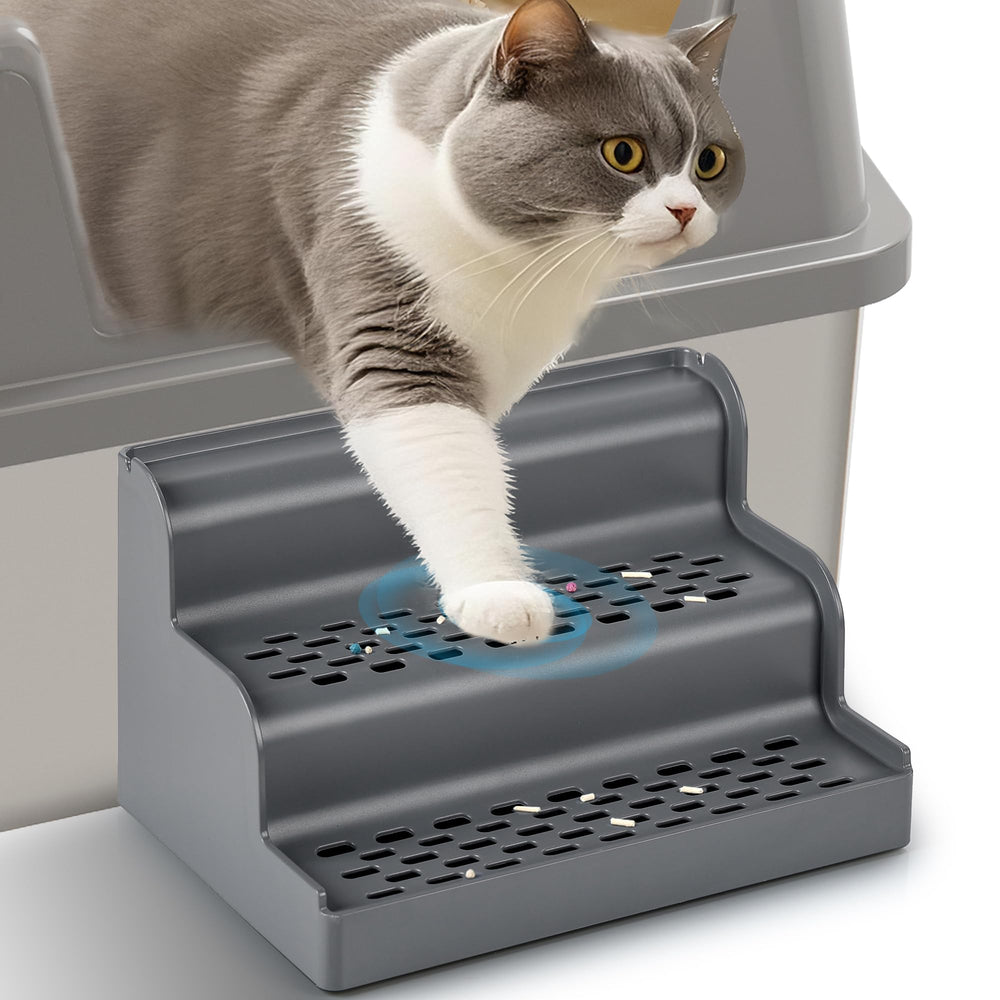 Aothey Litter Box Step dual-step design assists easy access for small or aging cats