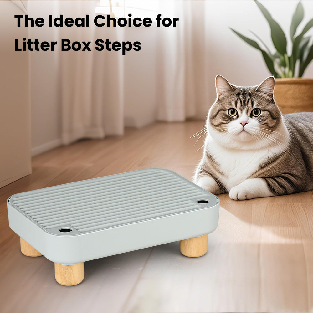 Aothey Litter Box Step grey color blends with modern home decor.