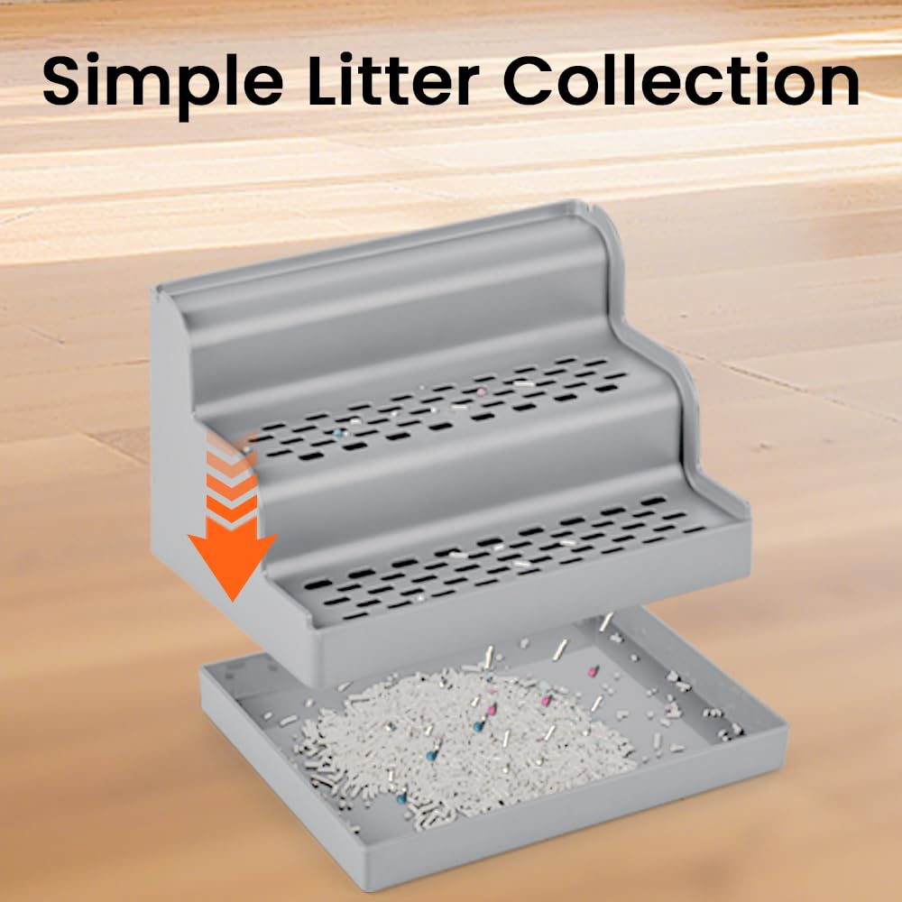 Aothey Litter Box Step light-gray-color shows compact, practical design