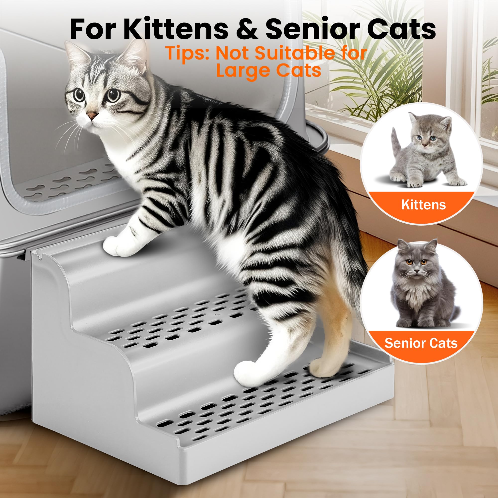 Aothey Litter Box Step mesh-catcher promotes clean floors and reduced tracking