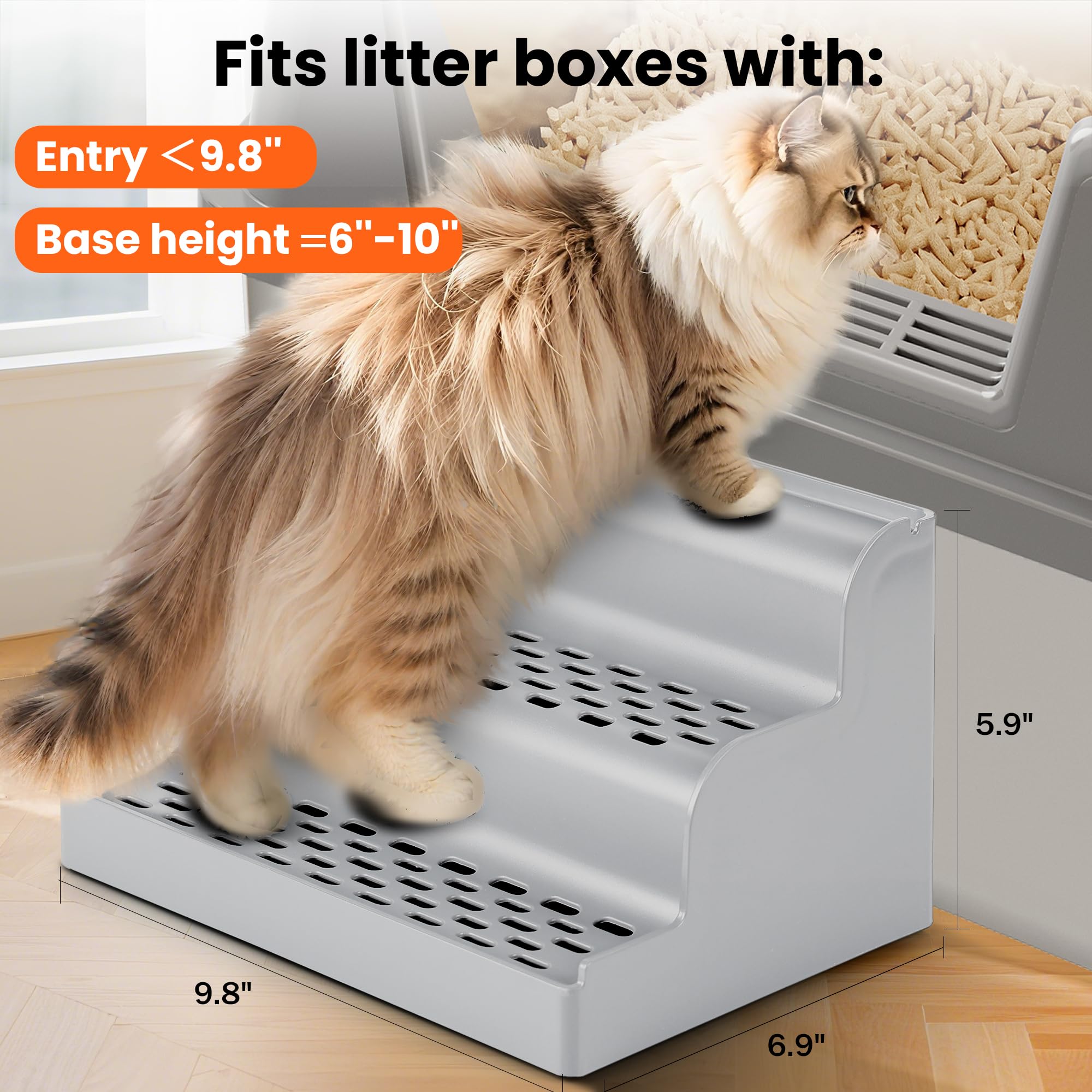 Aothey Litter Box Step nonslip-surface provides safer daily use