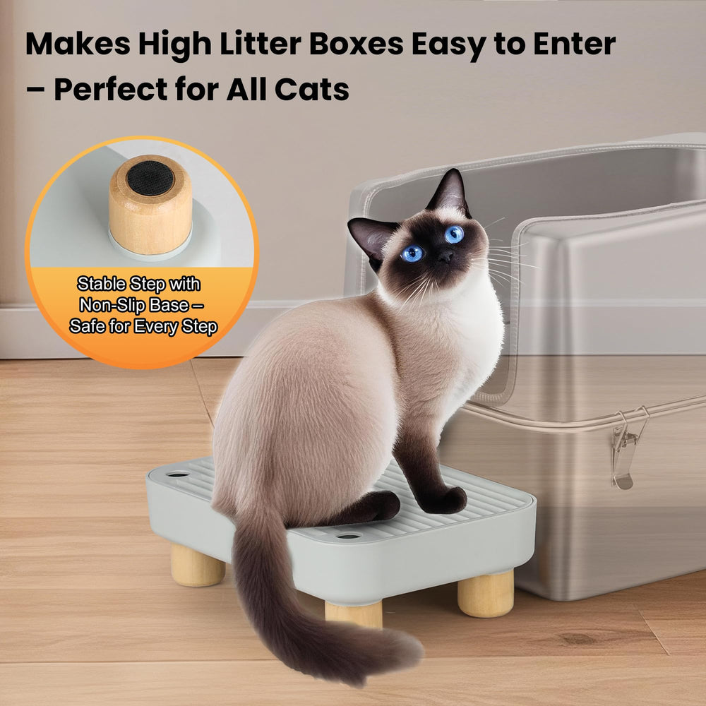 Aothey Litter Box Step side angle emphasizes non-slip design for small and elderly cats.