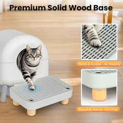 Aothey Litter Box Step wooden base showcases stability and long-lasting durability.