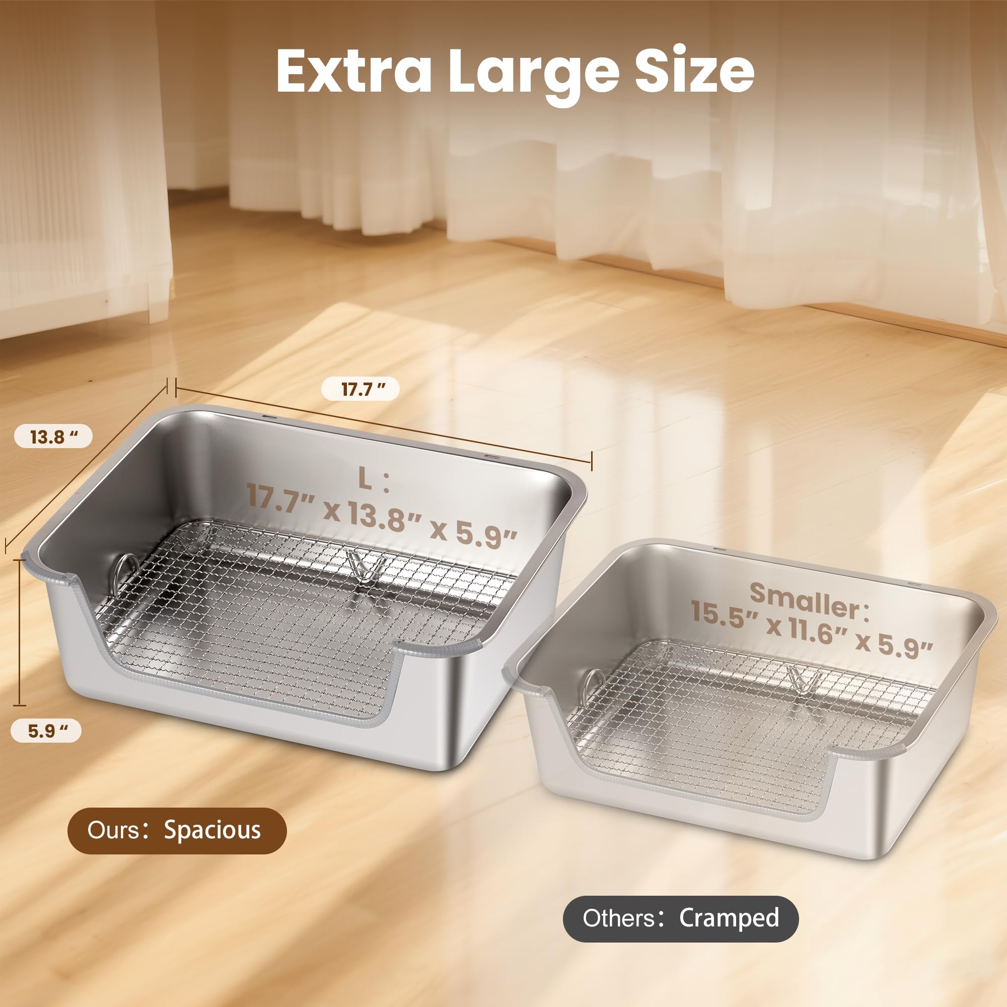 Aothey Rabbit Litter Box size highlight showing extra-large capacity for multiple pets.