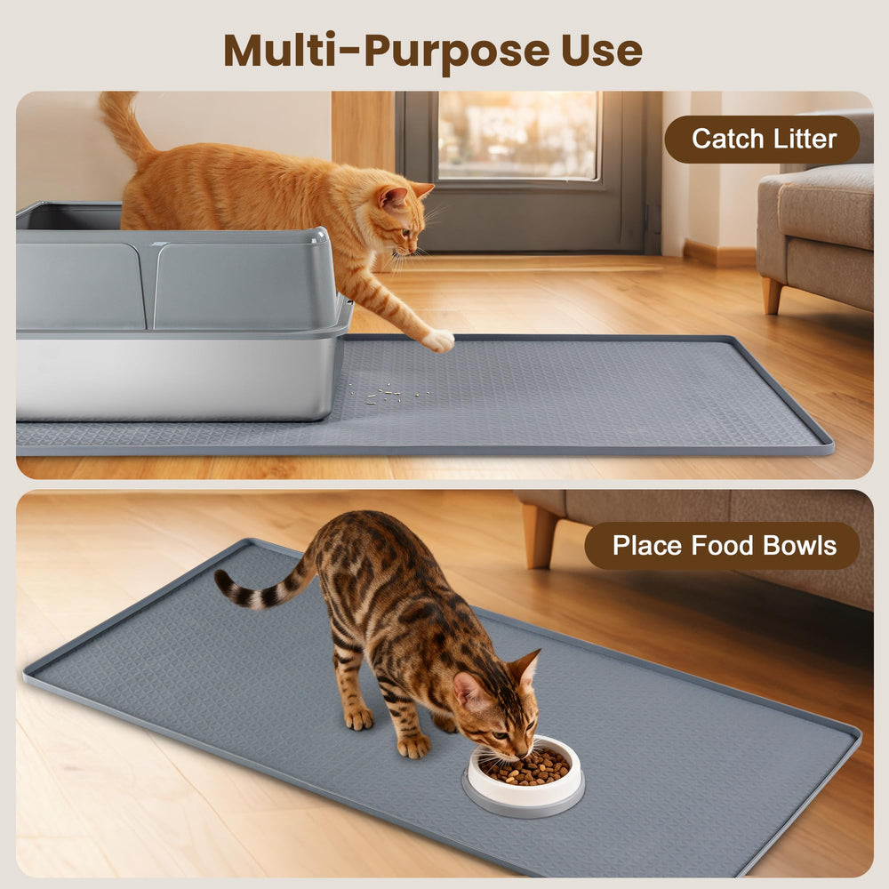 Aothey silicone cat litter mat multi purpose use under bowls and feeders.