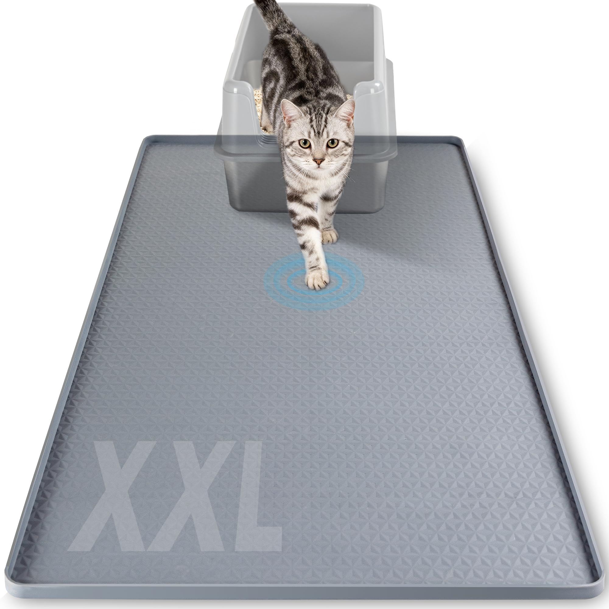 Aothey silicone cat litter mat under food bowls traps crumbs and guards floors.