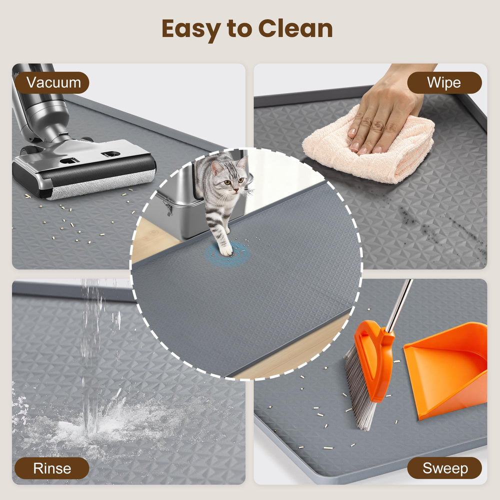 Aothey silicone cat litter mat waterproof design protects floors from spills.