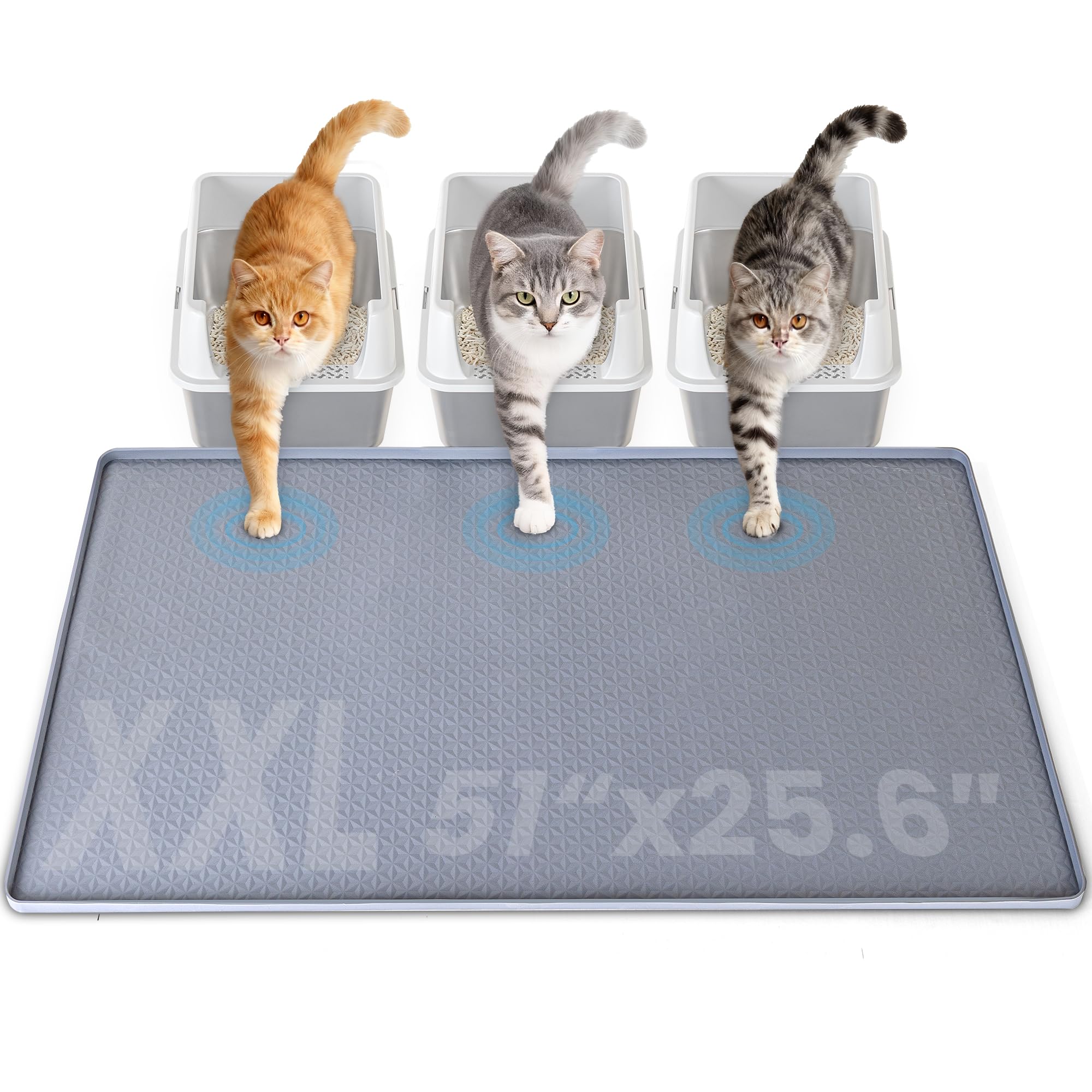 Aothey silicone cat litter mat XXL covers floor area and traps litter effectively.