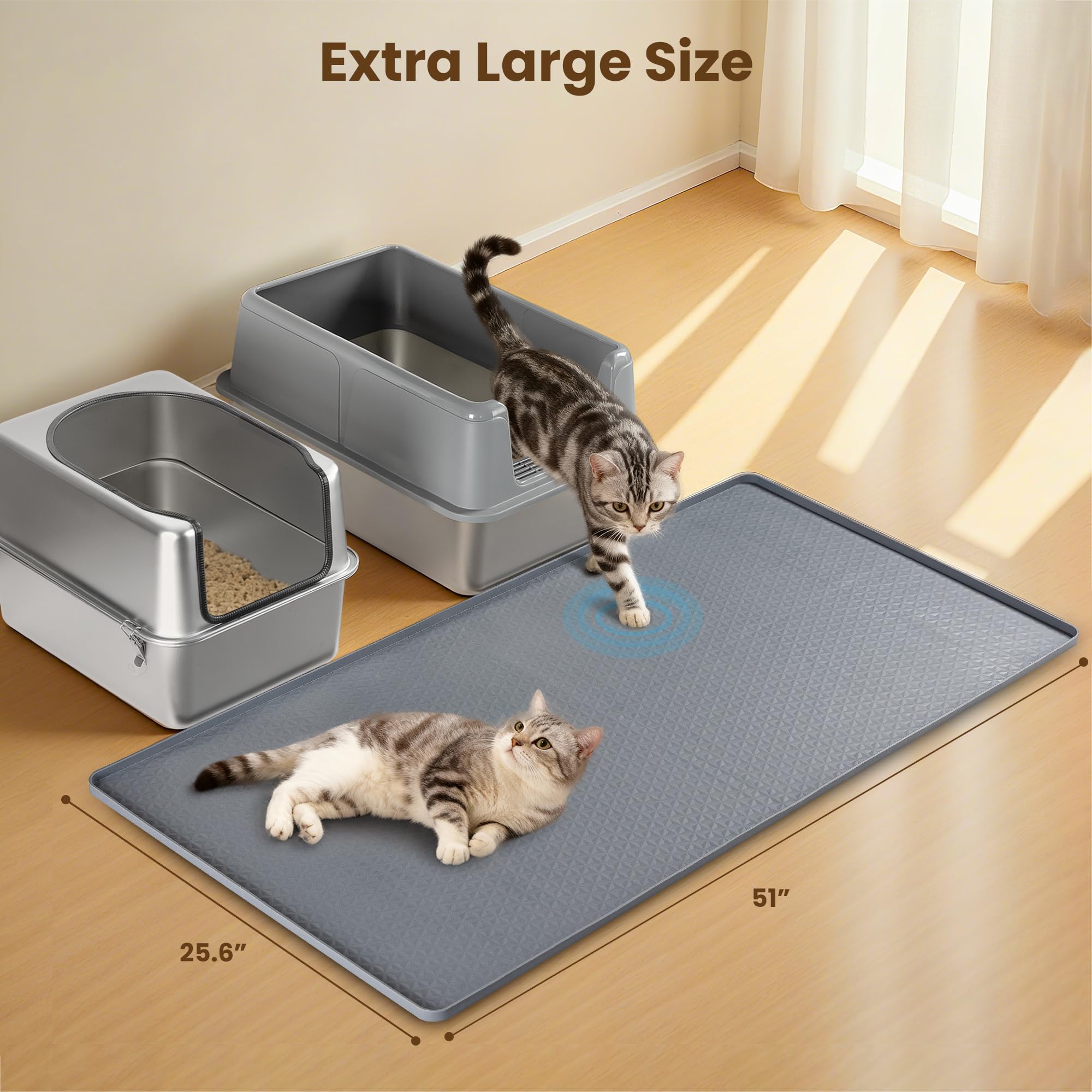 Aothey silicone cat litter mat raised edges prevent scatter and mess.