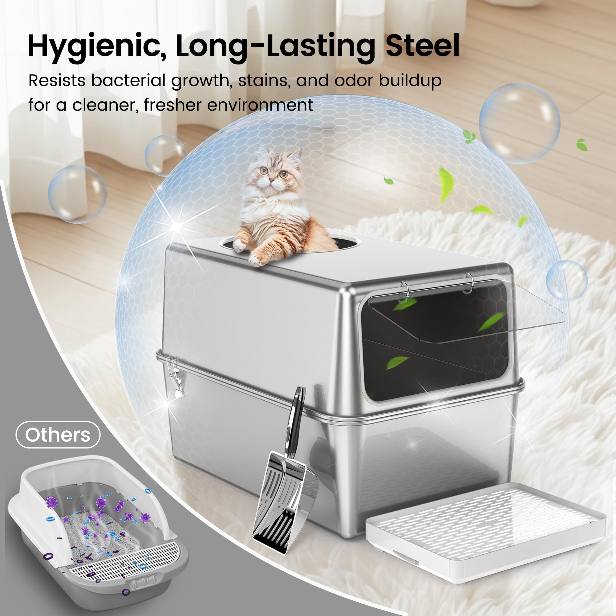 Aothey stainless steel scoop included, making cleanup quick and easy.