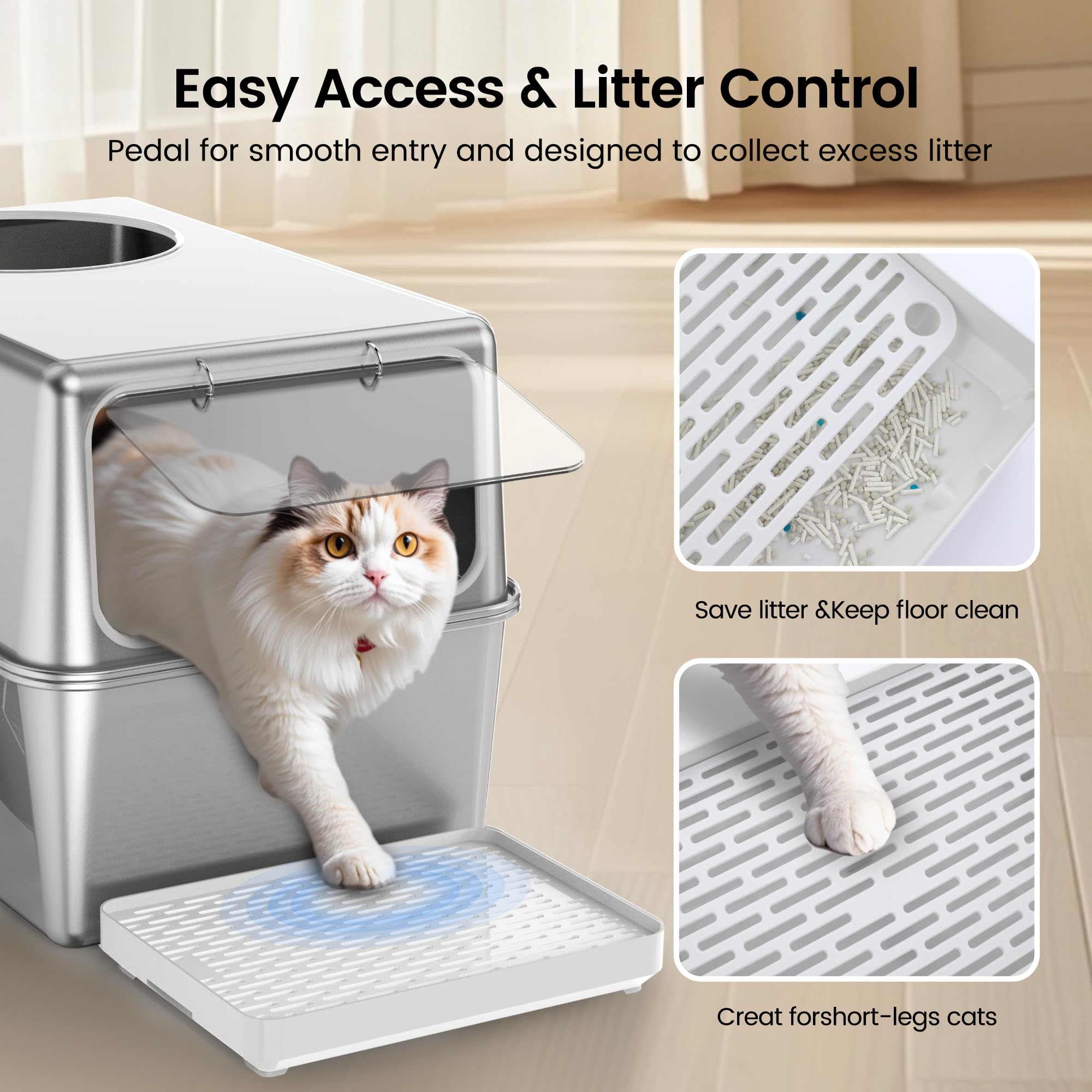Aothey litter box with odor-control design, keeping space tidy.