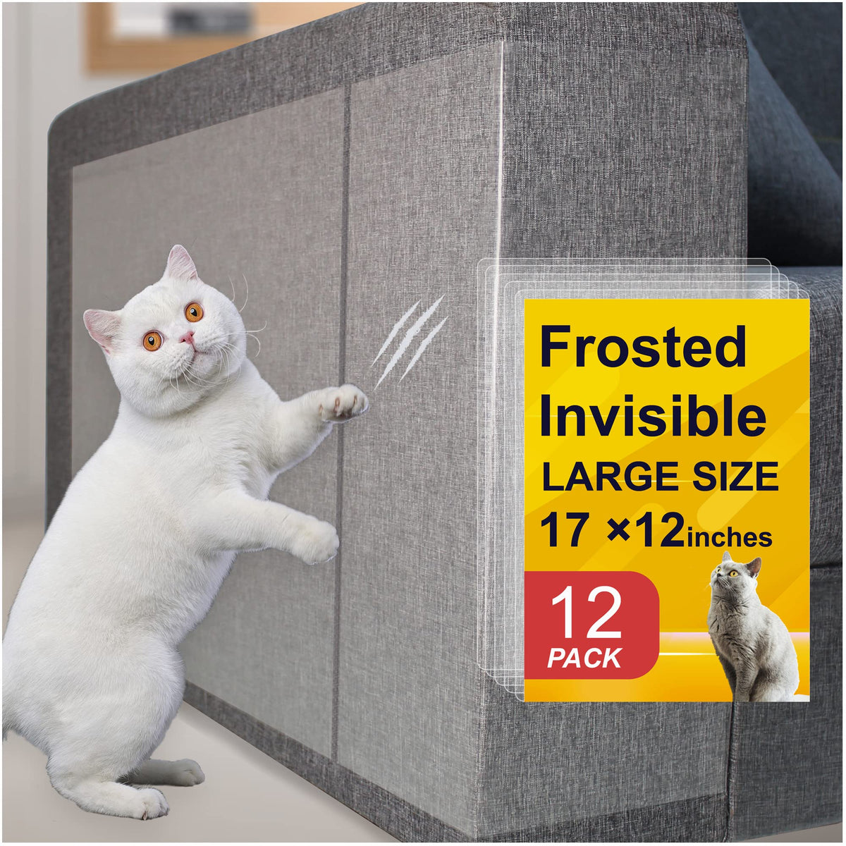 AOUKAR sofa scratch protector shields corners from cat claws.