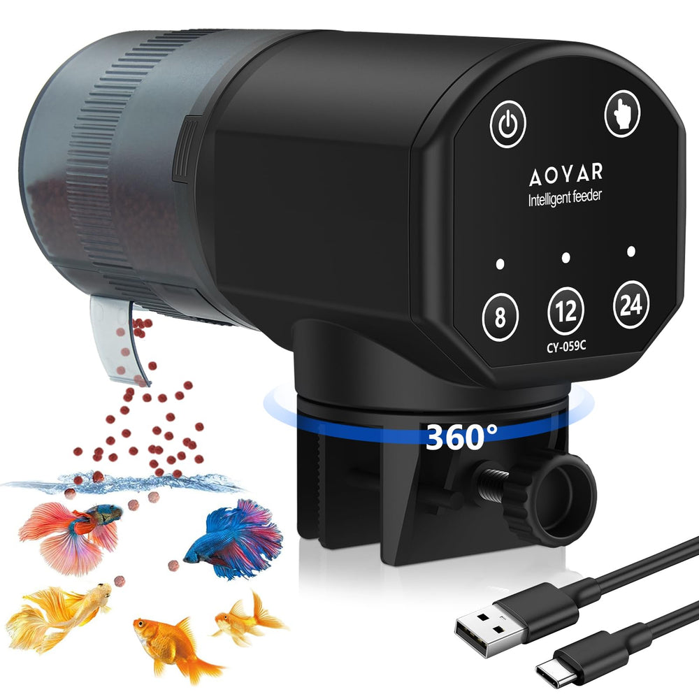 Aoyar Automatic Fish Feeder top view shows precise, worry-free feeding.
