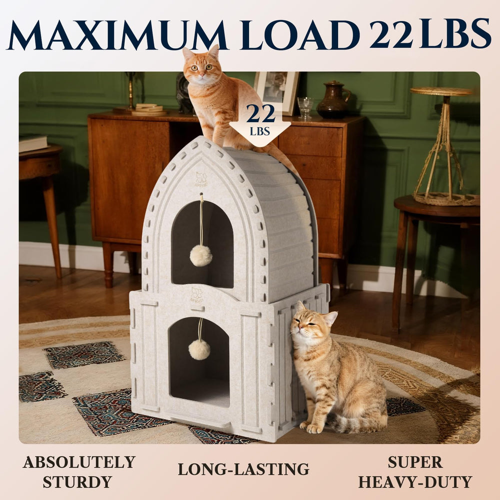 Apasiri 2-Story Cat House cord-through-opening demonstrates tidy cable management for heating pads.