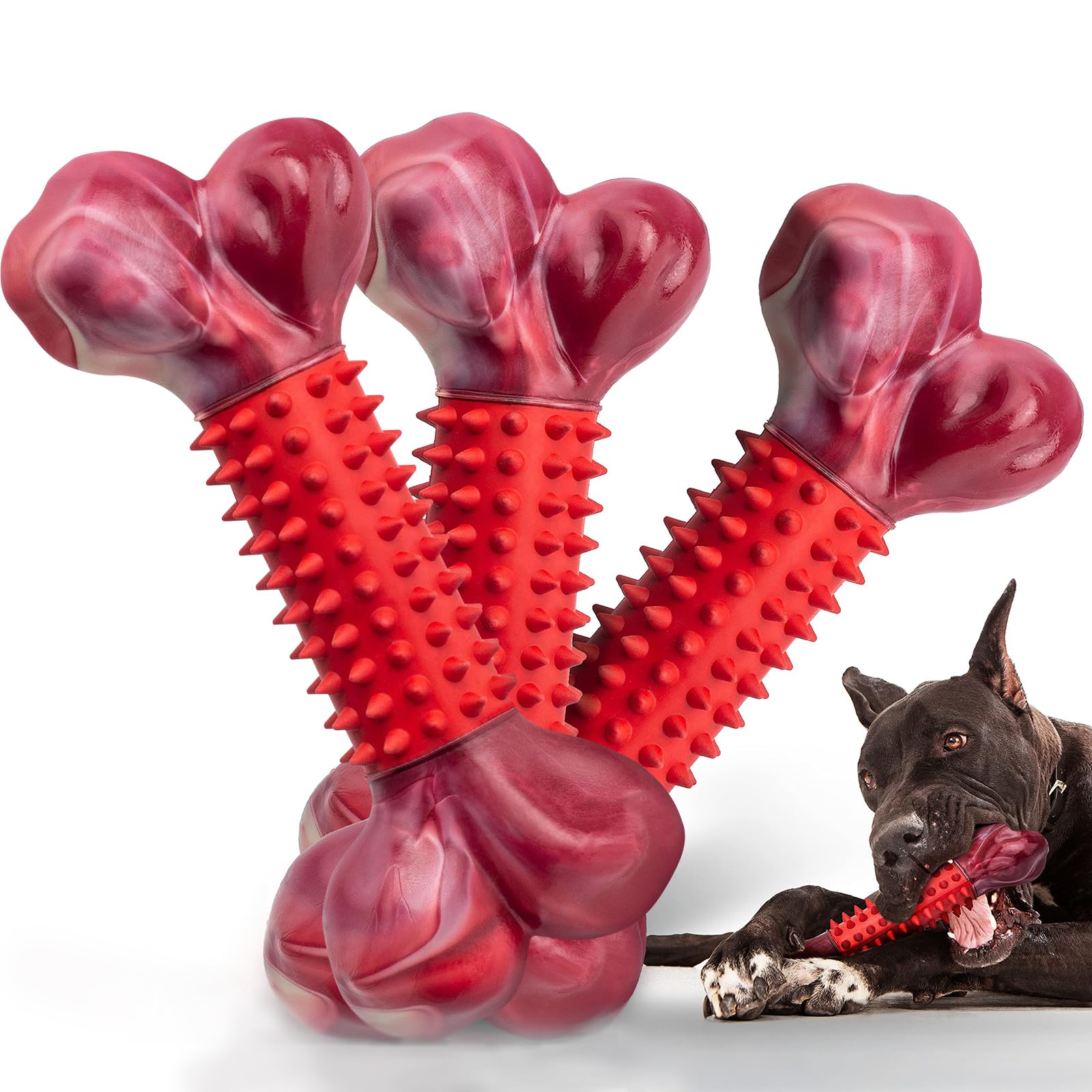 Apasiri 3-pack tough dog chew toys nylon ends for powerful chewers.