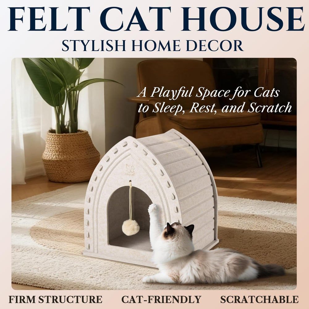 Apasiri cat house detachable plush ball toy adds gentle play.