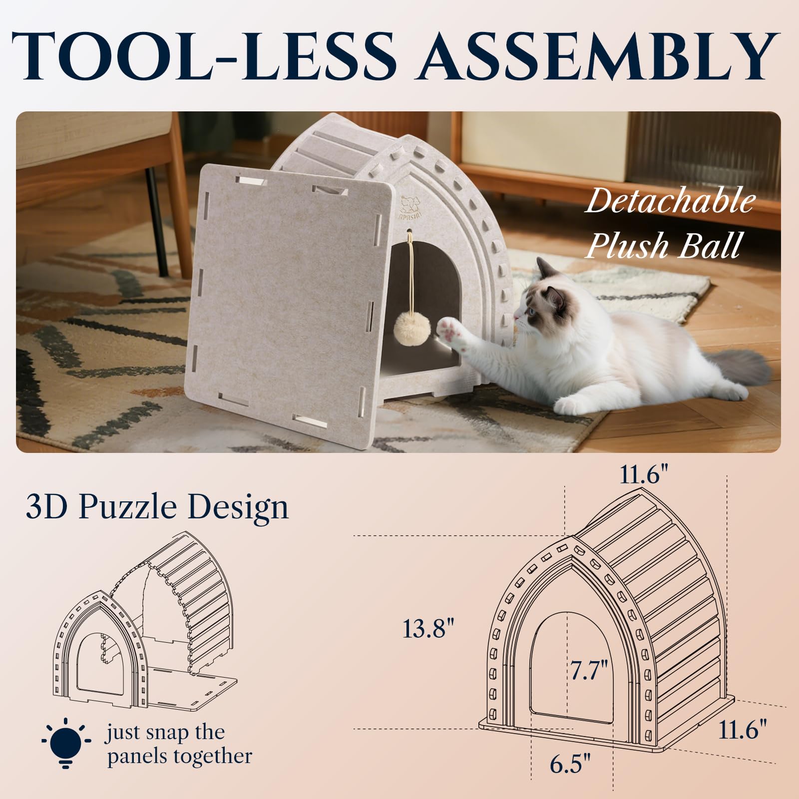 Apasiri cat house dimensions 11-6x11-6x13-8 showcase compact footprint.