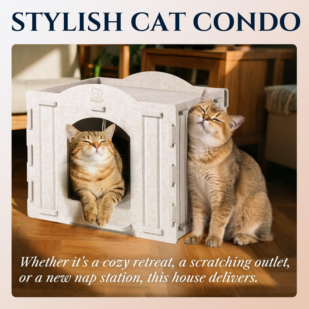 Apasiri cat house dimensions 13.4 x 13.4 x 9.85 inches define a snug, secure space.