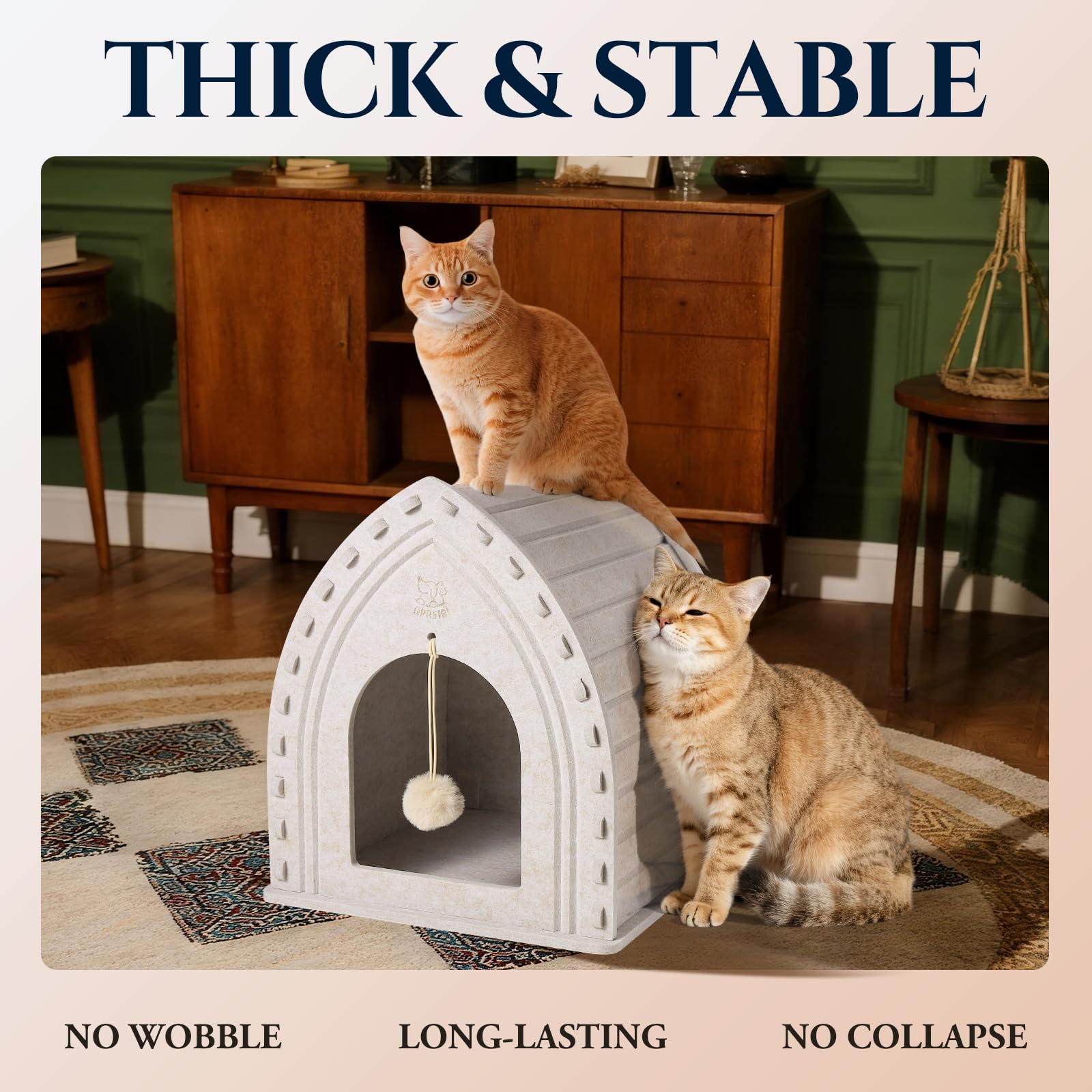 Apasiri cat house easy-clean felt surface simplifies maintenance.