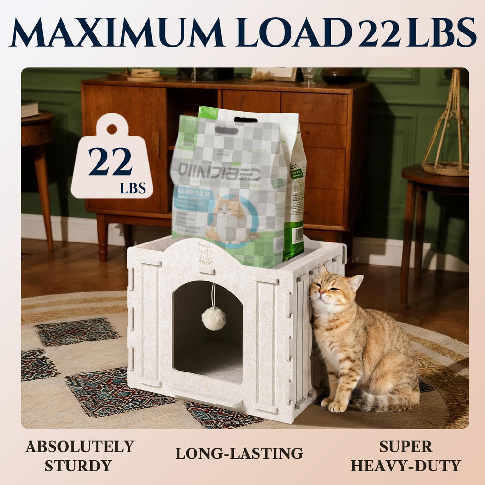 Apasiri cat house easy-clean surface highlights quick fur and debris removal.