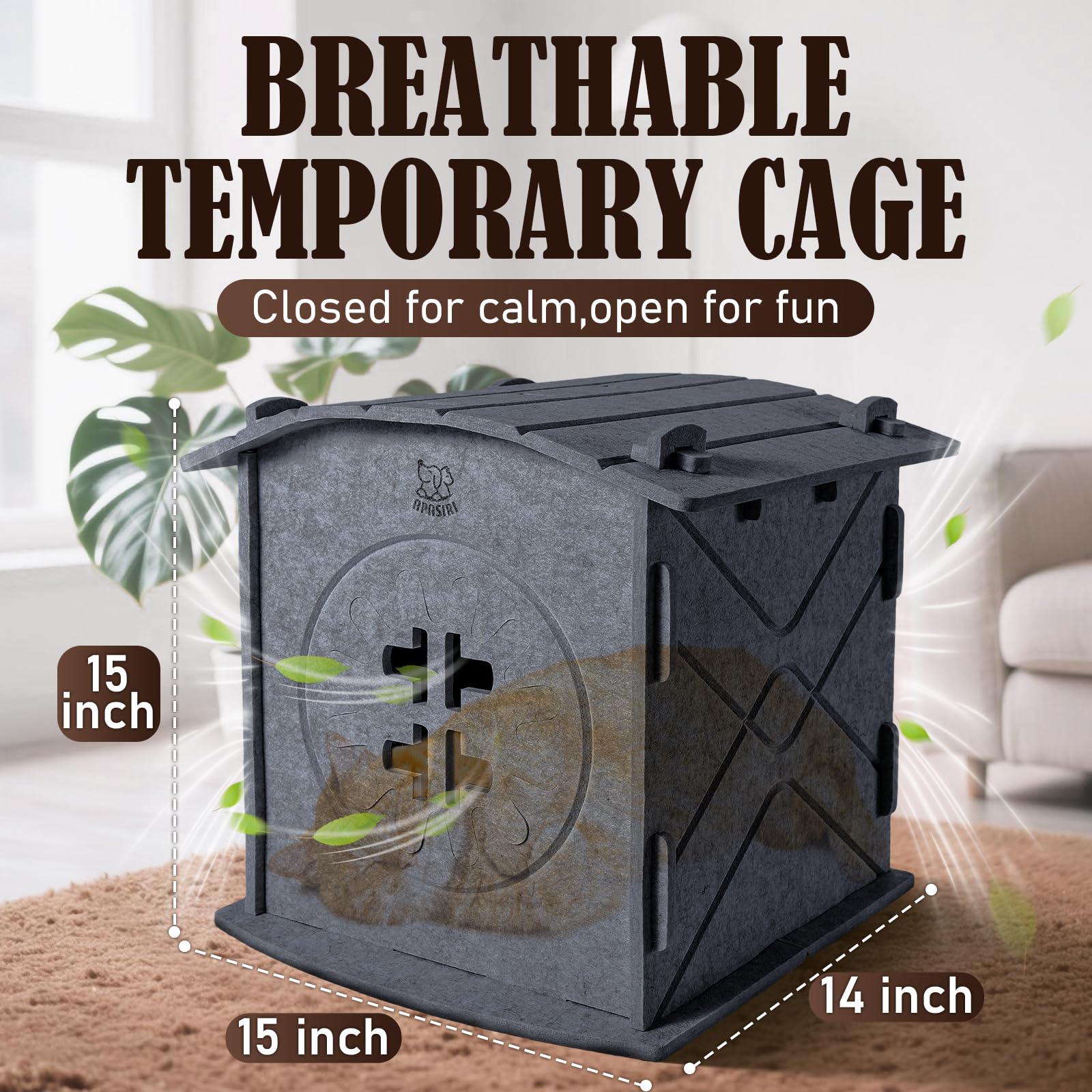 Apasiri cat house grey-nap-spot offers a calming retreat for cats.