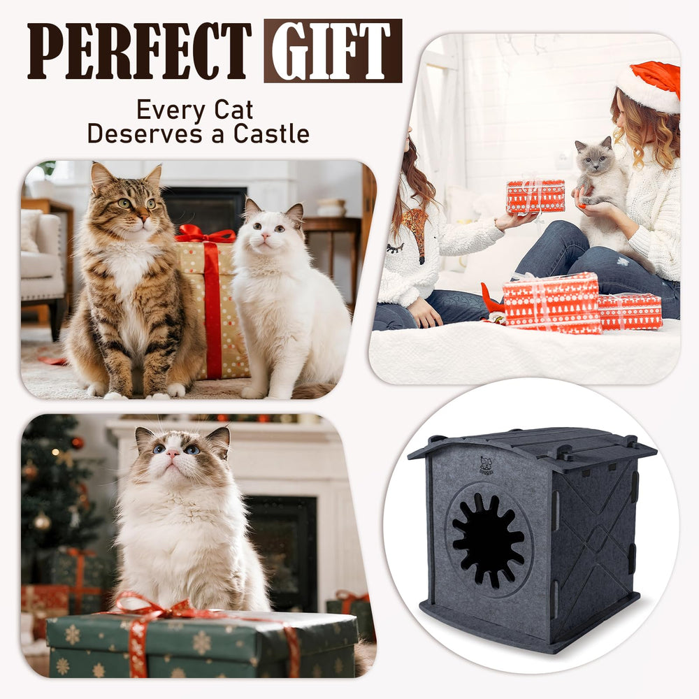 Apasiri cat house hidden-cable-hole supports neat heating pad setup.