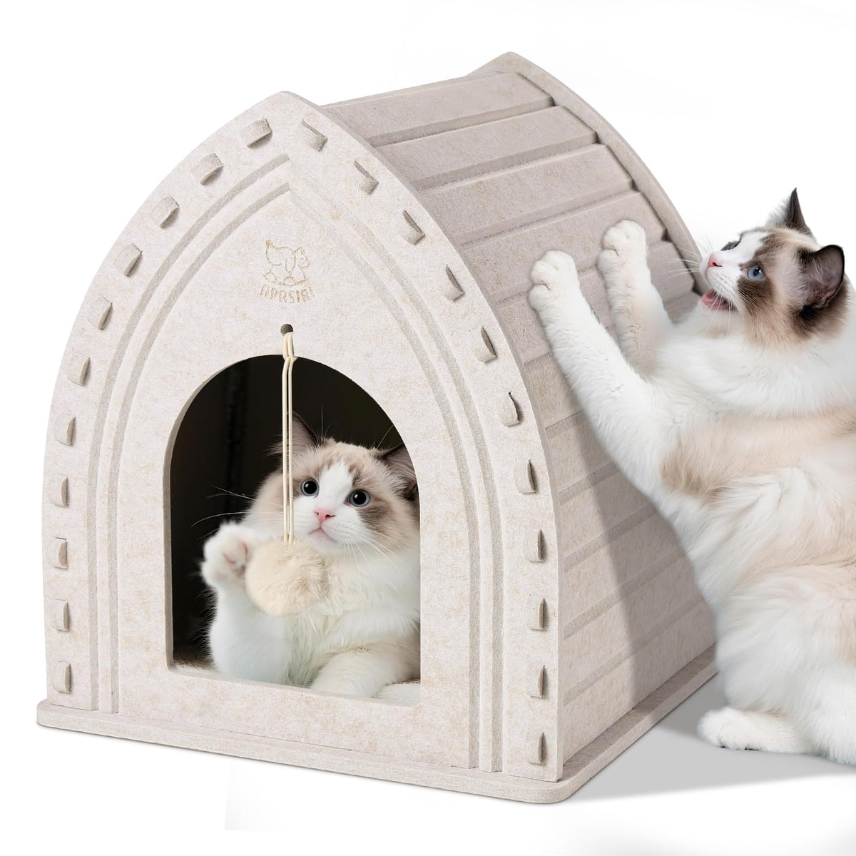 Apasiri cat house insulated interior provides warm indoor comfort for cats.