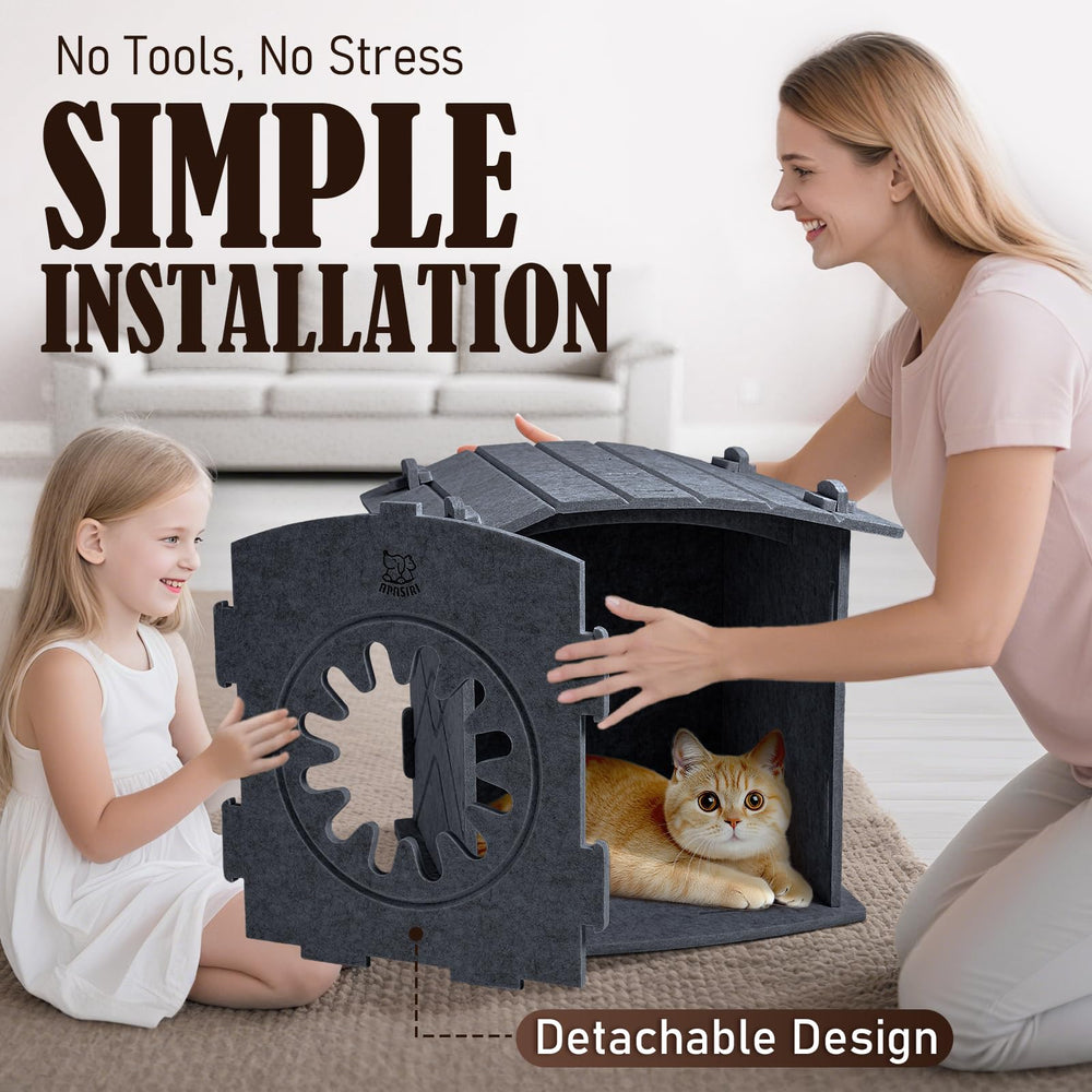 Apasiri cat house scratch-resistant-felt reduces wear during kneading.