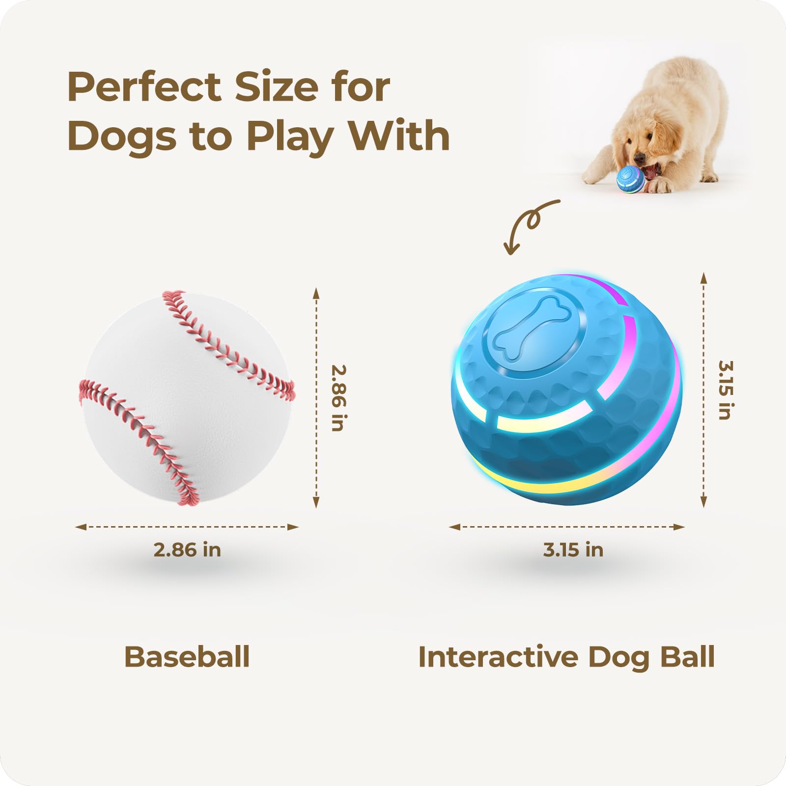 Apasiri 3.15-inch ball fits small dogs and is easy to retrieve for larger breeds.
