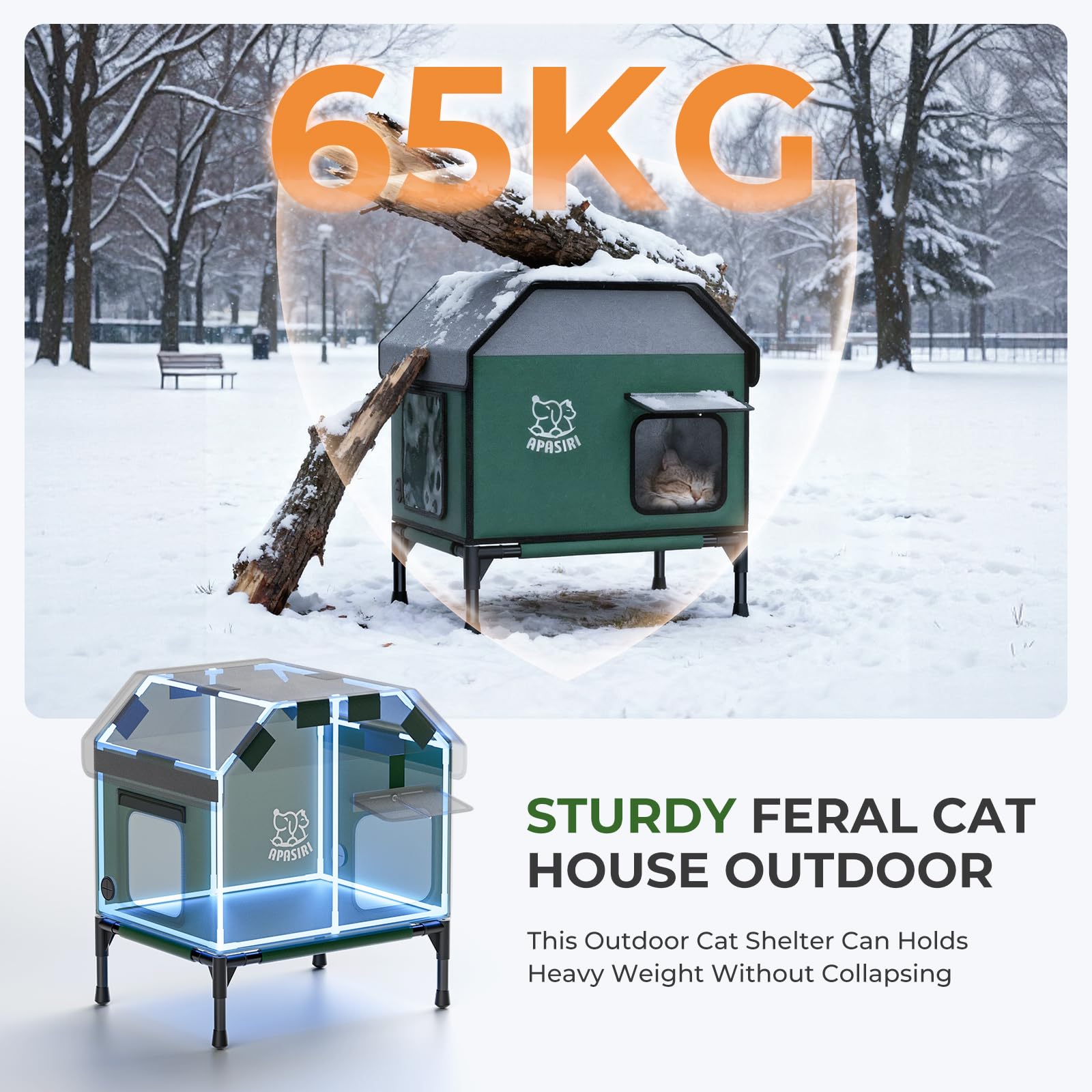 Apasiri sturdy fiberglass frame supports multiple cats with reliable load bearing.